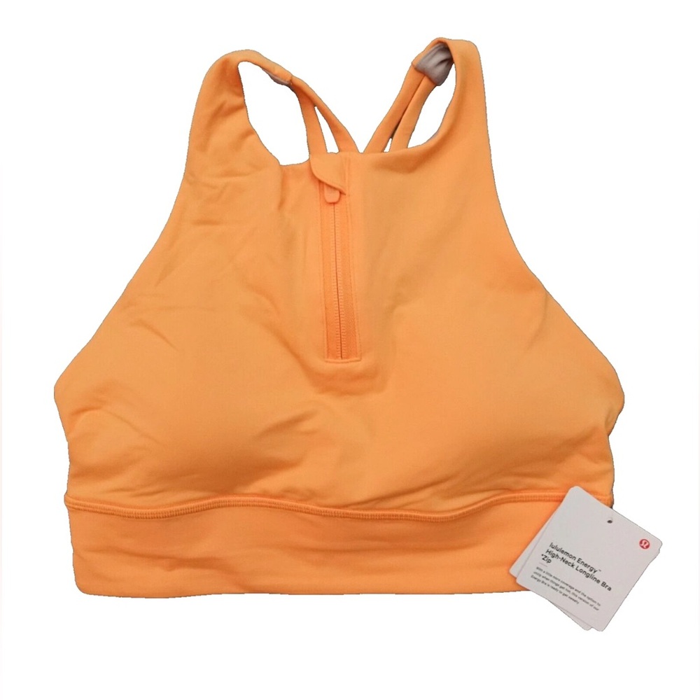 Lululemon Energy High-Neck Longline Bra Zip – Mango Dream – Size 8 (NWT)